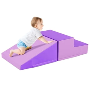 Costway Step and Slide Climber for Infants and Toddlers Baby Soft Foam Structure Blocks Purple