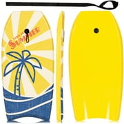 Costway Surfboard Foamie Lightweight Bodyboard Surfing Beach Ocean Leash EPS Core Yellow