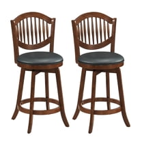 Costway Swivel Bar Stools Set of 2, 25” Counter Height Barstools with Backrest & Wood Frame