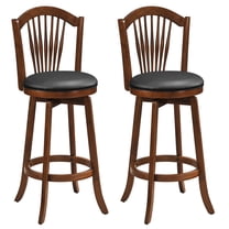Costway Swivel Bar Stools Set of 2, 31” Bar Height Barstools with Backrests & Wood Frame Brown
