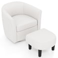 thumbnail image 1 of Costway Swivel Barrel Chair with Ottoman Footrest Curved Backrest & Armrests Living Room Creamy White, 1 of 8