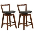 thumbnail image 1 of Costway Swivel Counter Height Bar Stool Set of 2 26'' Upholstered PU Leather Kitchen, 1 of 10