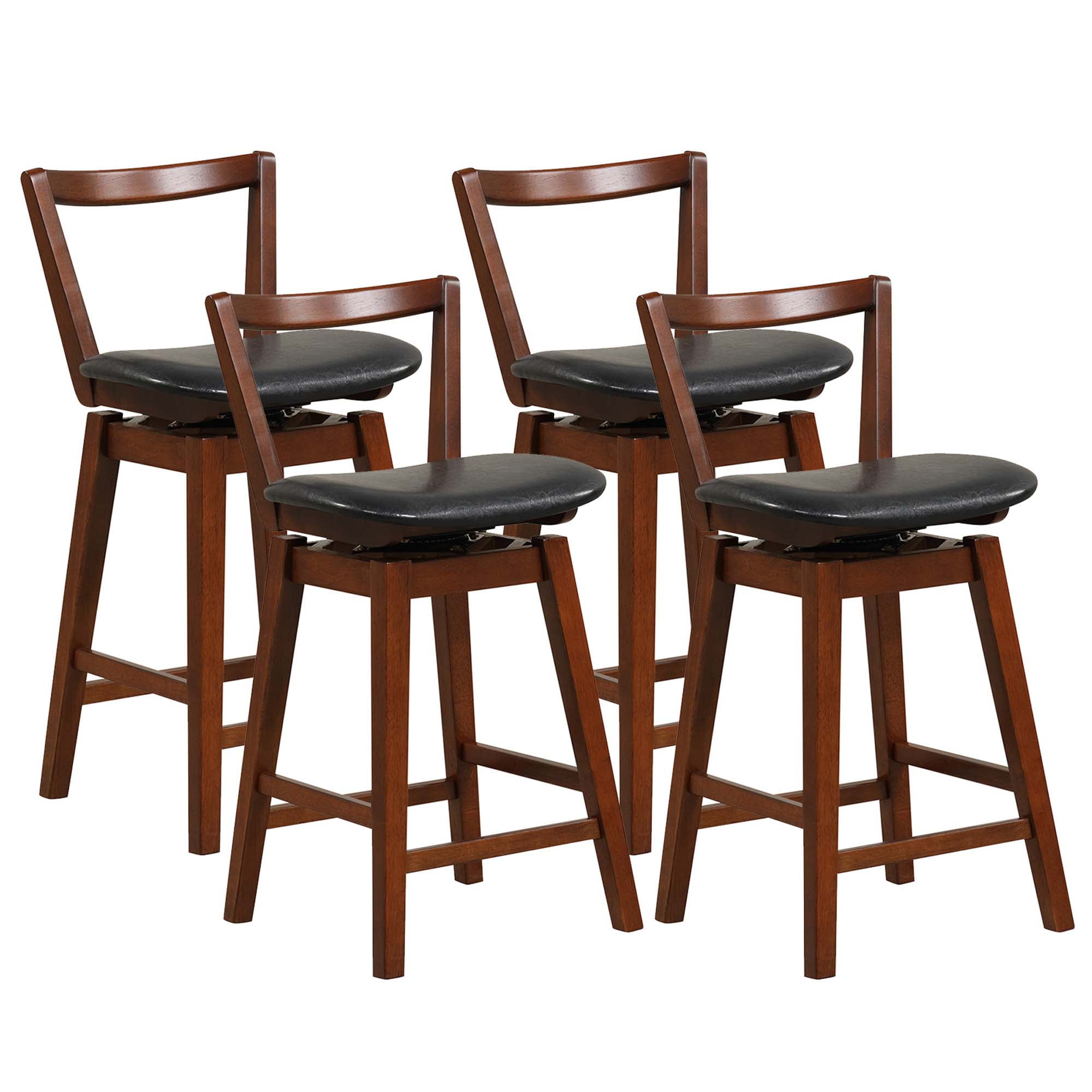 Costway Swivel Counter Height Bar Stool Set of 4 26'' Upholstered PU ...