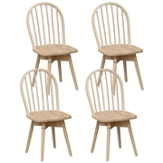 Costway Swivel Dining Chairs Set of 4, Farmhouse Spindle Kitchen Chairs with Solid Rubber Natural