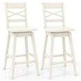 thumbnail image 1 of Costway Swivel Inclined Backrest Bar Stools, White (Set of 2), 1 of 8