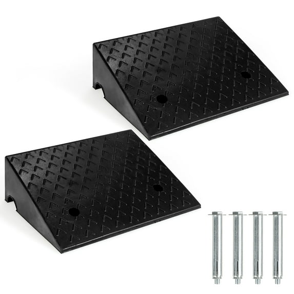 Costway TL35250 Rubber Curb Ramps 6,800 lbs Max Load - Black 2 Pack