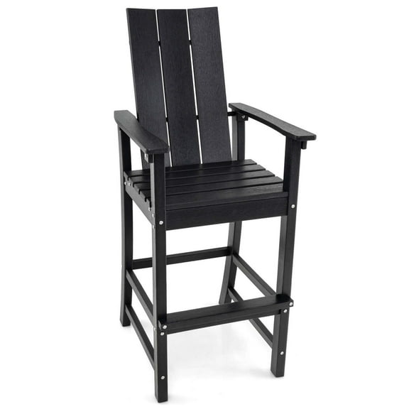 Costway Tall Adirondack Chair with Ergonomic Backrest Armrests & Footrest for Backyard Black
