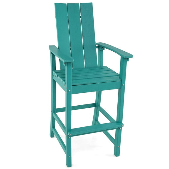 Costway Tall Adirondack Chair with Ergonomic Backrest Armrests & Footrest for Backyard Turquoise