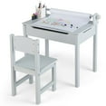 thumbnail image 1 of Costway Toddler Craft Table & Chair Set Kids Art Crafts Table withPaper Roll Holder Grey, 1 of 10
