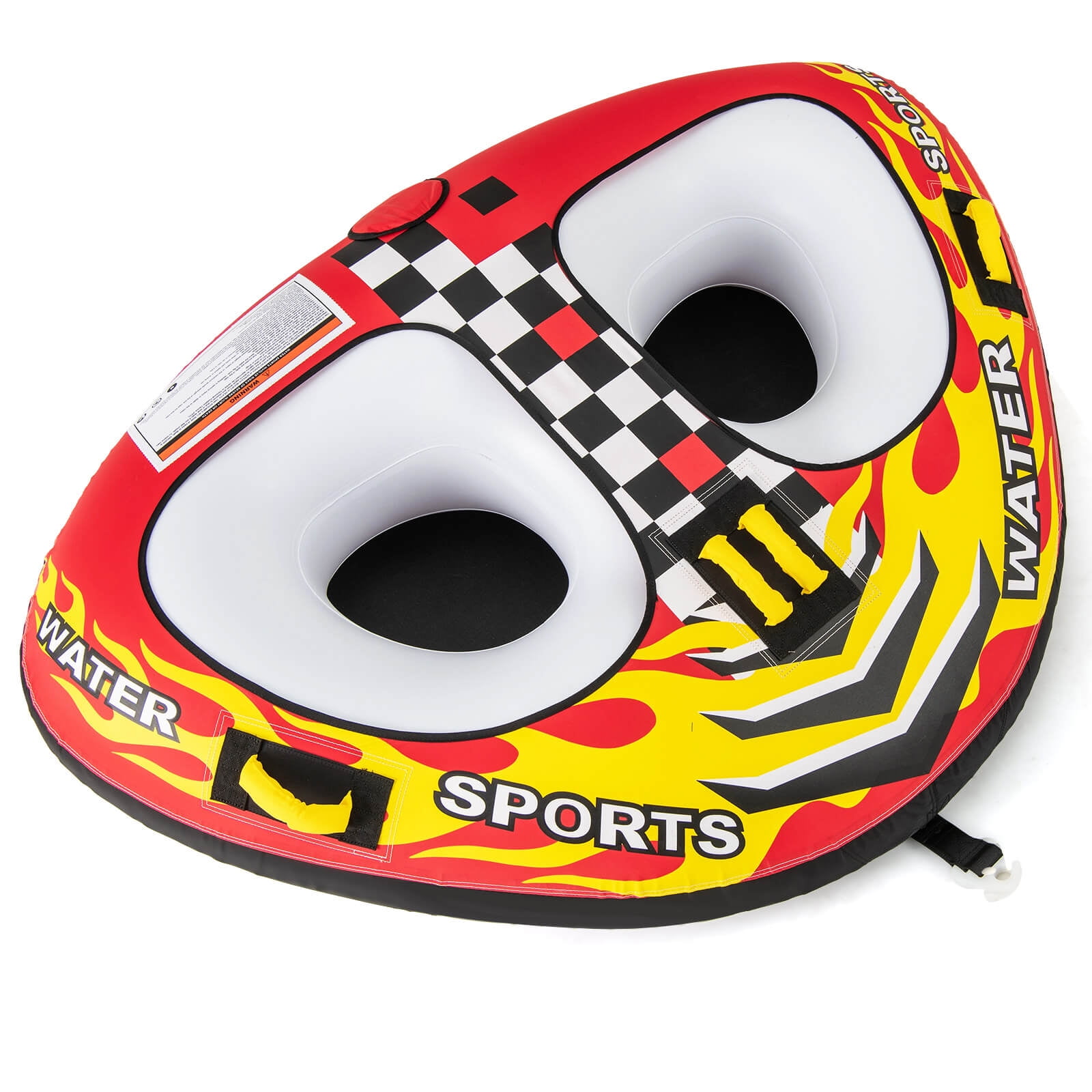 Costway Towable Tube for Boating 1 or 2 Person Inflatable Boat Tube for Youth & Adult Red