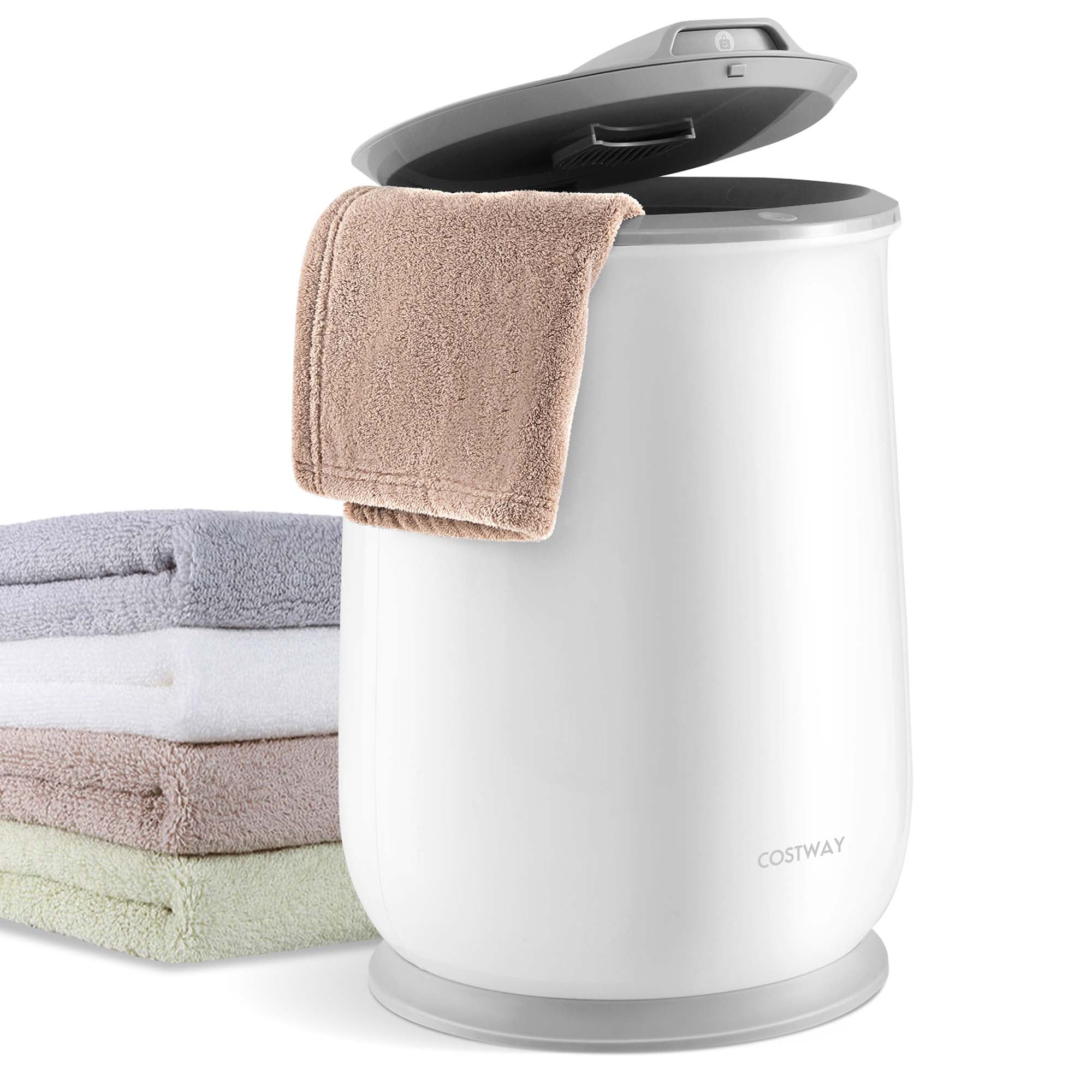 Costway Towel Warmer Bucket Bathroom 21L Towel Heater with Flip-top Lid &  Auto Shut Off Grey