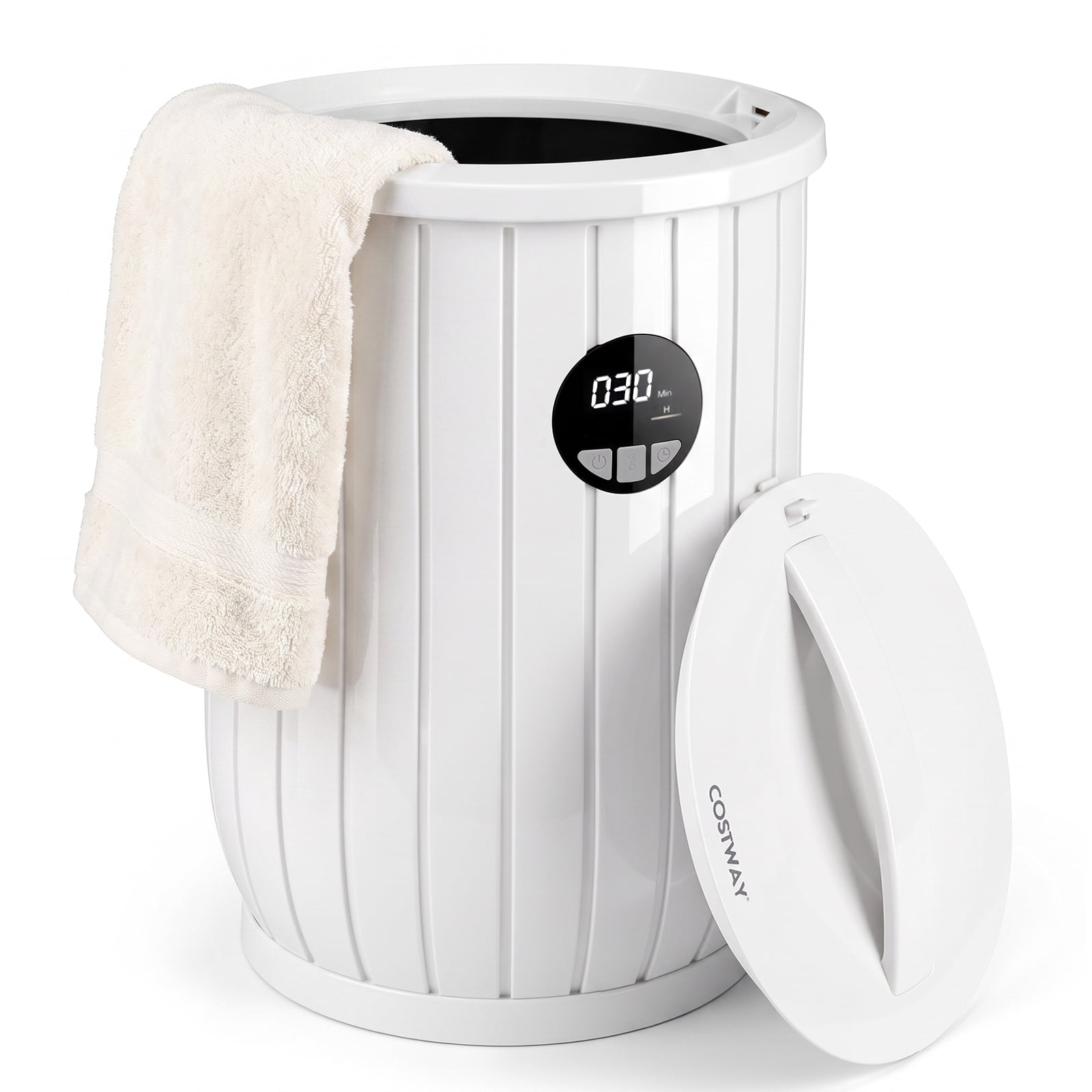 Costway Towel Warmer Heated Bucket with Auto Shut Off & Fragrance Tray, Timer, Child Lock White