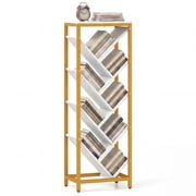 Costway Tree Bookshelf 9-Tier Freestanding Bookcase Corner Narrow Display Shelf for Home White & Gold