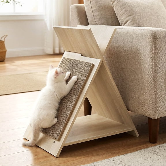 Costway Triangle Cat Scratcher with Ramp & Tunnel. for Clawing & Furniture Protection