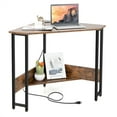 thumbnail image 1 of Costway Triangle Computer Desk Corner Desk Home Office w/Power Outlets USB Ports Rustic, 1 of 10
