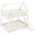 Costway Twin Over Queen Bunk Bed House Shaped Bed Frame with Climbing