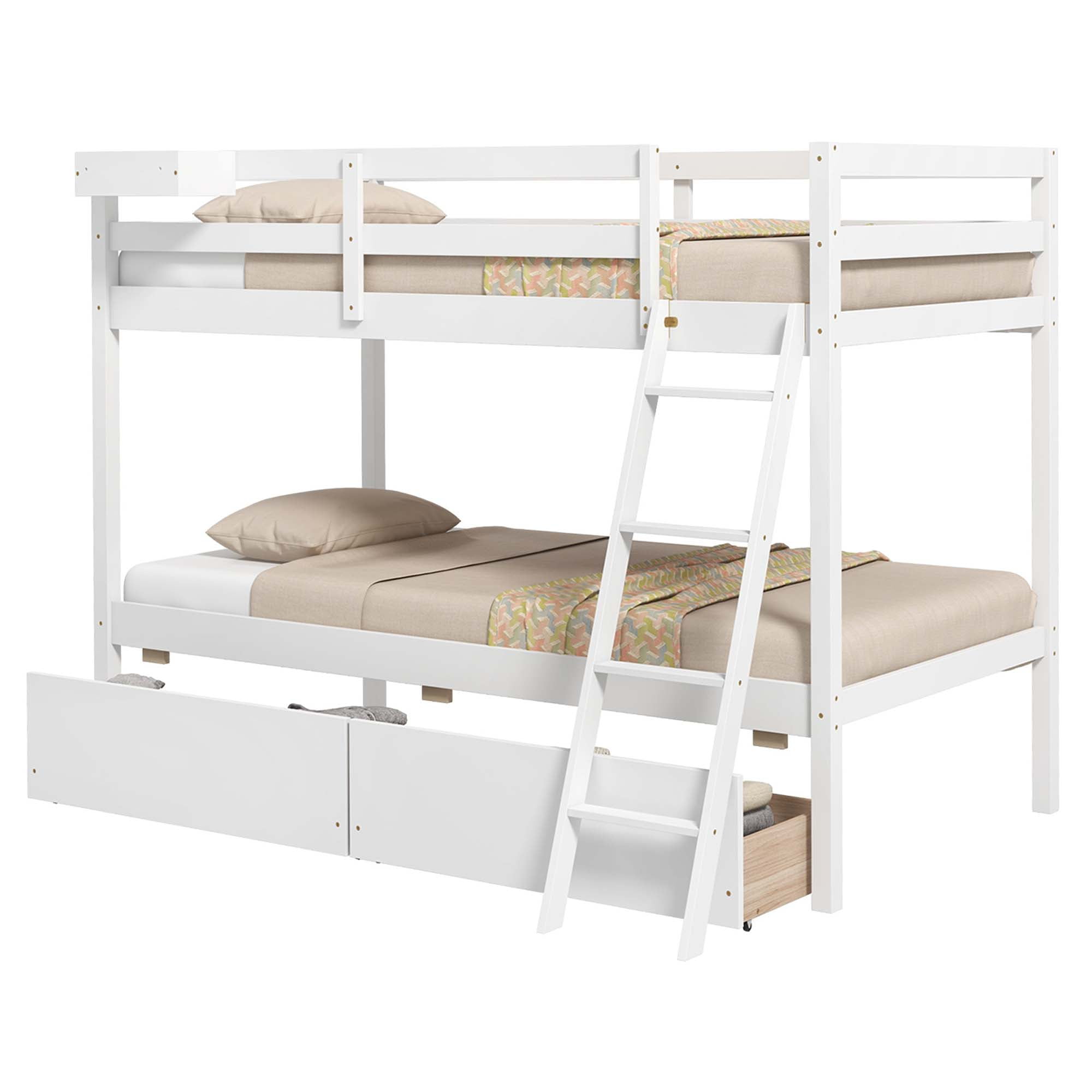 Costway Kids Twin Over Twin Bunk Bed with 2 Storage Drawers and Ladder ...