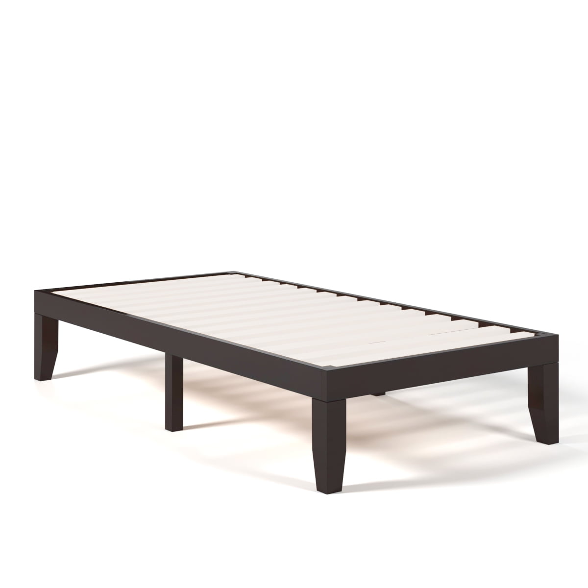 Espresso Finish Twin Size Solid Wood Bed Frame with Slats