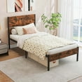 thumbnail image 1 of Costway Twin Size Bed Frame with Wooden Headboard Under-Bed Storage No Box Spring Needed, 1 of 11