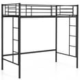 thumbnail image 1 of Costway Twin Size Heavy Duty Metal Loft Bed with Safety Guardrail, Black, 1 of 10