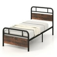 thumbnail image 1 of Costway Twin Size Metal Platform Bed Frame Industrial Headboard Mattress Foundation, 1 of 10