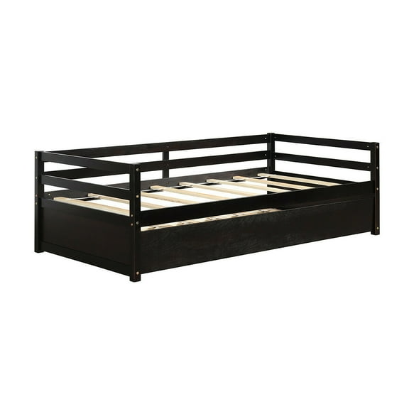 Costway Twin Size Trundle Daybed Wooden Slat Support Mattress Platform Espresso