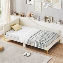 Costway Twin Size Upholstered Daybed Rivet-Tufted Platform Bed with Metal Legs
