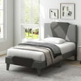 thumbnail image 1 of Costway Twin Size Upholstered Platform Bed Frame Velvet Headboard Mattress Foundation, 1 of 10