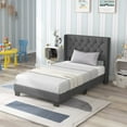 thumbnail image 1 of Costway Twin Size Upholstered Platform Bed Tufted Headboard Mattress Foundation Grey, 1 of 10