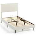 thumbnail image 1 of Costway Twin Size Velvet Bed Frame with Height Adjustable Chevron Headboard,Noise Free, 1 of 10