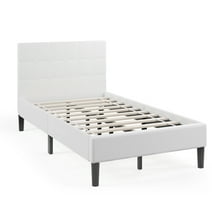 Costway Twin Upholstered Bed Frame Button Tufted Headboard Mattress Foundation Beige