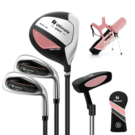 Costway Ultimate Kids Golf Practice Set Junior Complete Golf Club Set, Pink
