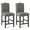 thumbnail image 1 of Costway Upholstered Bar Stools with Rubber Wood Legs, Gray (Set of 2), 1 of 9