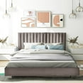 thumbnail image 1 of Costway Full Size Vertical Channel Modern Platform Beds, Grey, 1 of 9