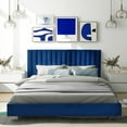 thumbnail image 1 of Costway Upholstered Bed Frame Full Size Modern Platform Bed with Vertical Channel Headboard No Box Spring Needed Navy, 1 of 9