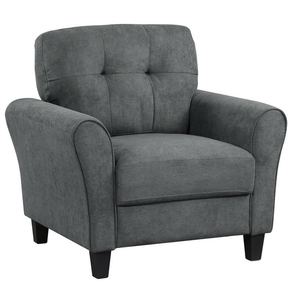 Costway Upholstered Modern Accent Chair Mid-Century Armchair with Sturdy Legs Grey