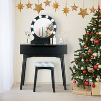 Costway Vanity Makeup Dressing 8 Dimmable Bulbs Lighted Black