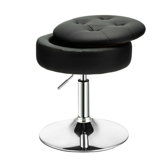 Costway Vanity Stool Adjustable 360° Swivel Storage Makeup Chair w/ Removable Tray Black