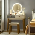 thumbnail image 1 of Costway Vanity Table 3 Color Lighting Modes MakeUp Stool Jewelry, 1 of 12