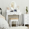 thumbnail image 1 of Costway Vanity Table Dressing Table 5 Make Up Table Stool White, 1 of 12
