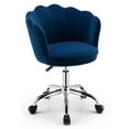 thumbnail image 1 of Costway Velvet Petal Shell Office Chair Adjustable Swivel Accent Vanity Armchair Blue, 1 of 10