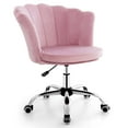 thumbnail image 1 of Costway Velvet Petal Shell Office Chair Adjustable Swivel Accent Vanity Armchair Pink, 1 of 9