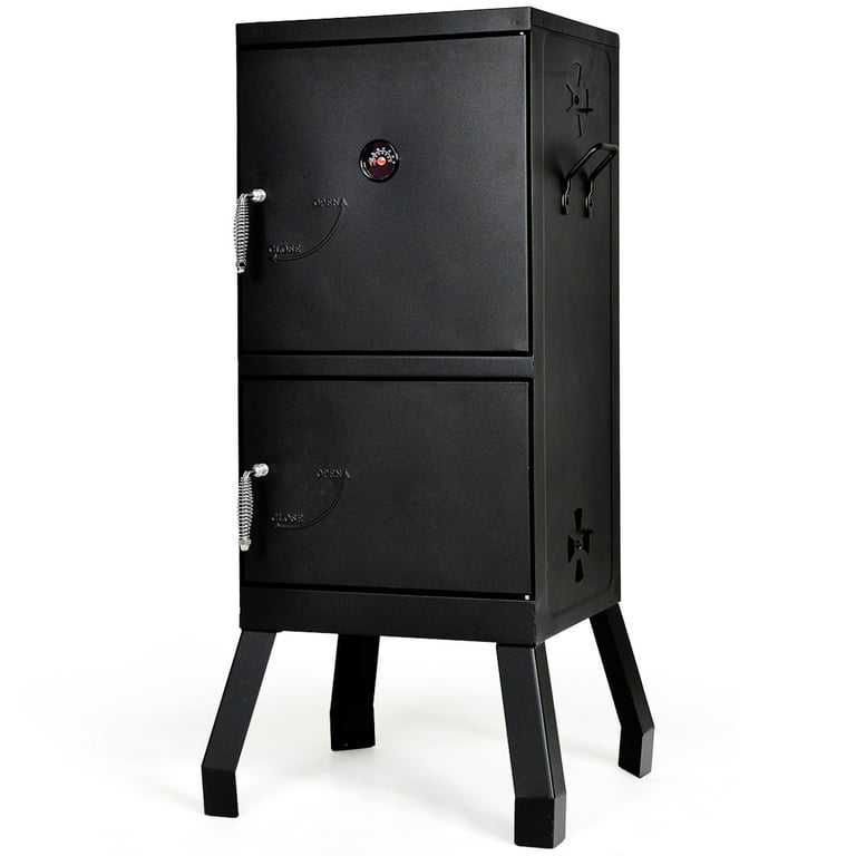 Costway Vertical Charcoal Smoker BBQ Barbecue Grill w/ Temperature Gauge Outdoor Black Costway Vertical Charcoal Smoker BBQ Barbecue Grill w/ Temperature Gauge Outdoor Black