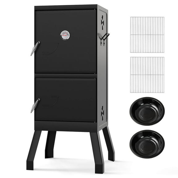 Costway 40'' Vertical BBQ Smoker w/Built-in Thermometer Adjustable Air Dampers for Party