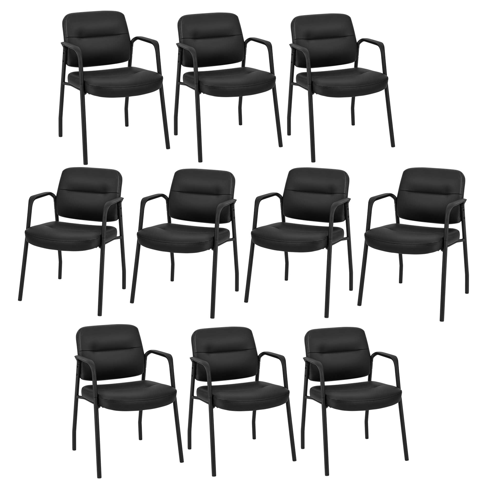 COSTWAY 2 Pack Office Reception Chairs Padded PU Leather Conference Guest Chairs