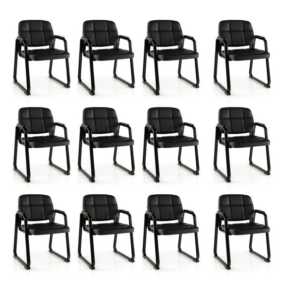 Costway Waiting Room Chair Set of 12 Upholstered Guest Conference Chair with Armrest