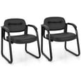 thumbnail image 1 of Costway Waiting Room Chair Set of 2 with Sled Base and Padded Arm Rest Home Black, 1 of 6