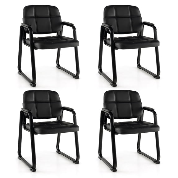 Costway Waiting Room Chair Set of 4 Upholstered Guest Conference Chair with Armrest