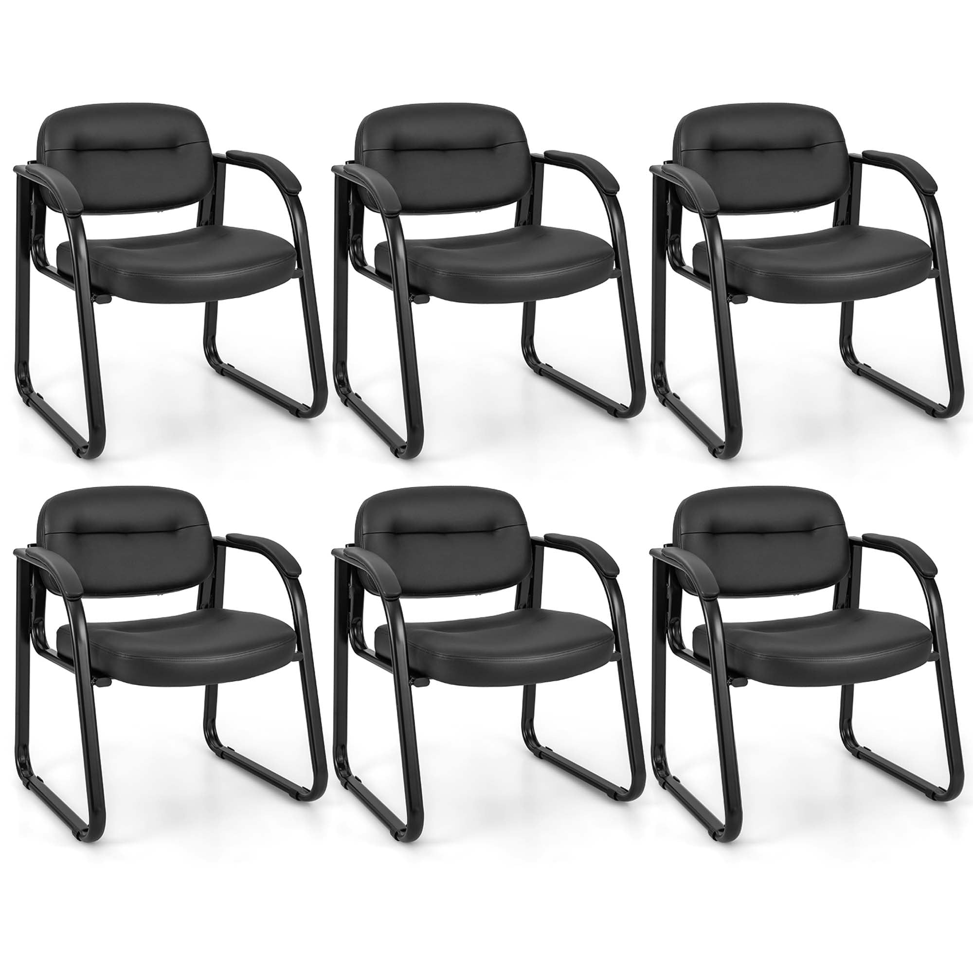Costway Set of 6 Ergonomic Waiting Room Chairs with Sled Base, Padded ...