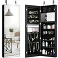 Costway Wall & Door Mounted Lockable Jewelry Armoire with Mirror, Black